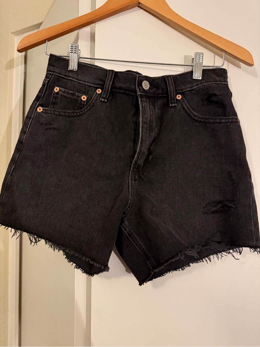 GAP Black Distressed Denim Jean Shorts